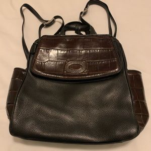 Brighton Large Black Leather & Chocolate Croc Convertible Backpack & Handbag
